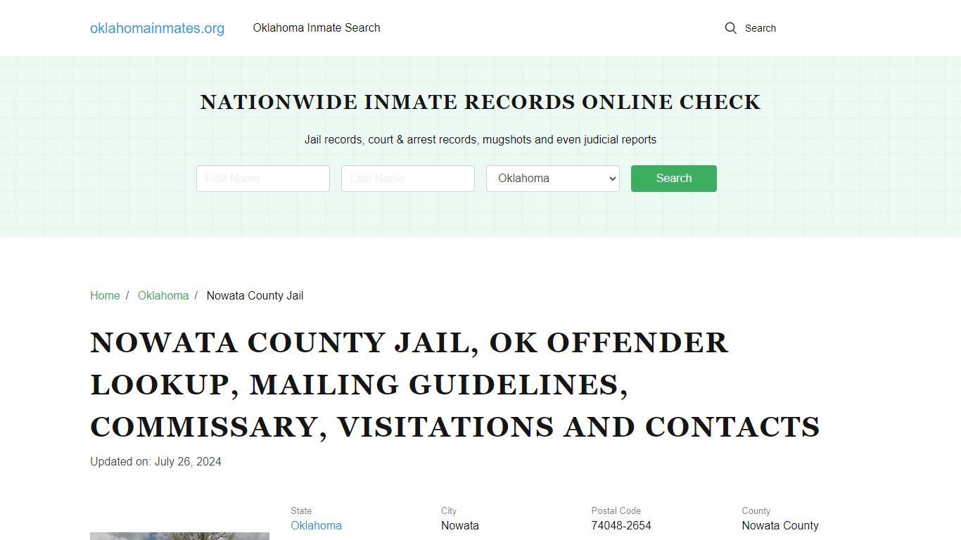 Nowata County Jail, OK: Inmate Search Options, Visitations, Contacts