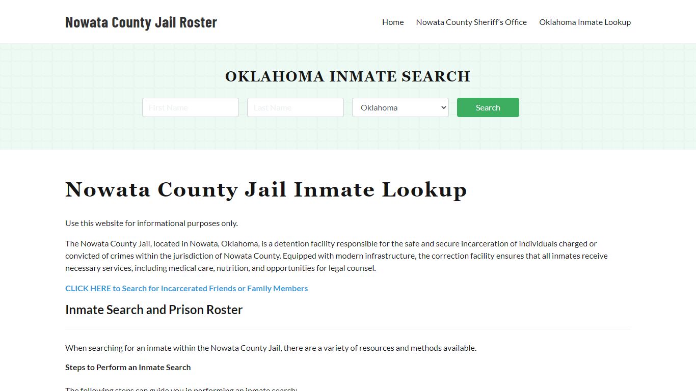 Nowata County Jail Roster Lookup, OK, Inmate Search